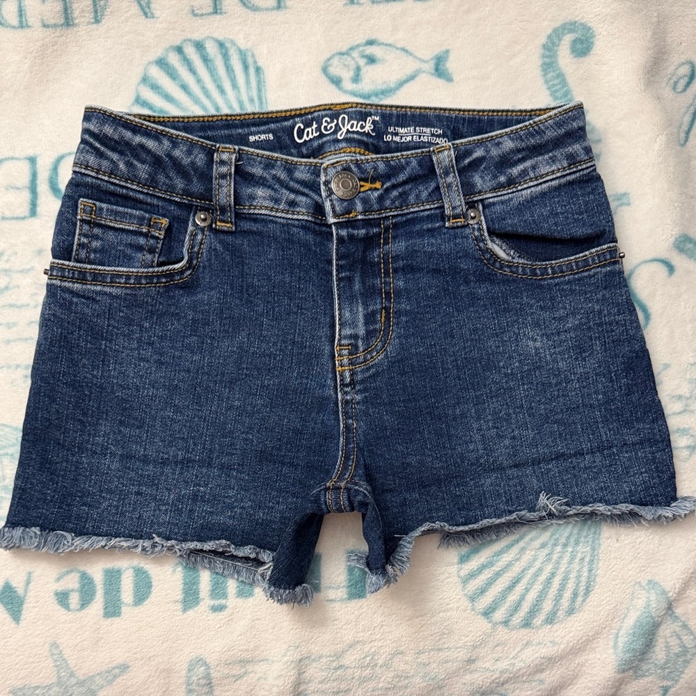5️⃣ FOR 2️⃣0️⃣ SALE 🏷️ Cat & Jack Girl's Dark Blue Jean Shorts Size M (8)